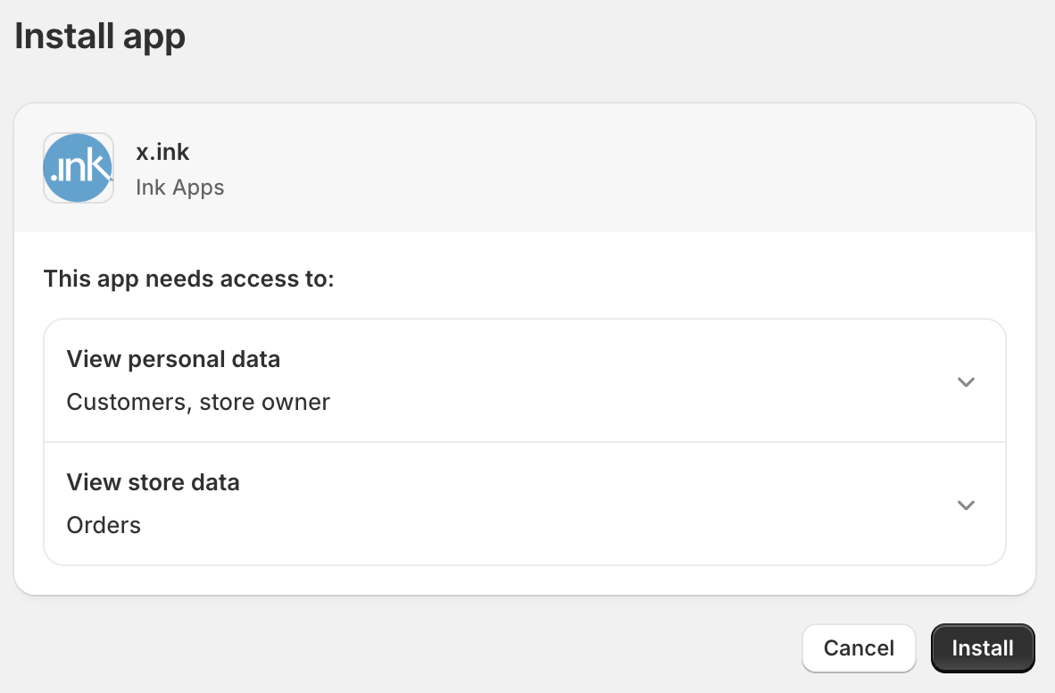 Installation through Shopify App Store