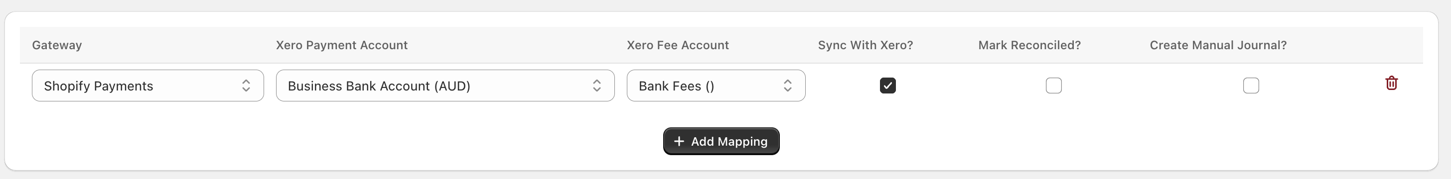 Payment method mapping